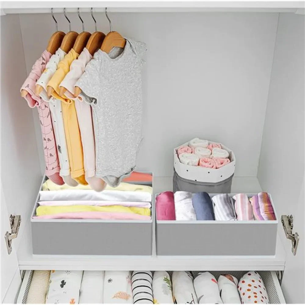 Closet Underwear Organizer Drawer Divider 4 Set, Gray